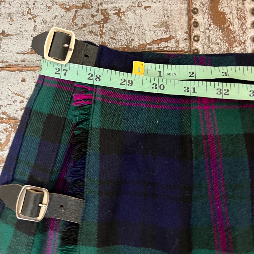 Vintage Scottish Wool Tartan Wrap Kilt Plaid Maxi Skirt with Buckle Detail - Picture 14 of 16